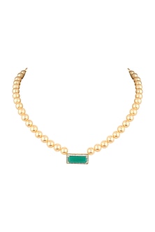 Gold Finish Pearl & Zircon Mala