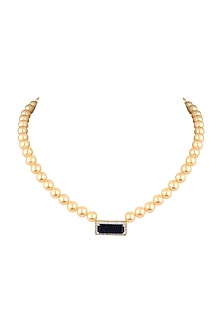 Gold Finish Zircon & Blue Stone Mala