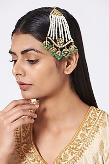 Gold Finish Pearl & Green Drops Pasa