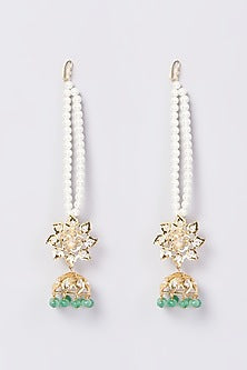 Gold Finish Kundan Polki & Green Drop Necklace Set