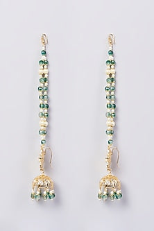 Gold Finish Kundan Polki & Green Drop Layered Necklace Set