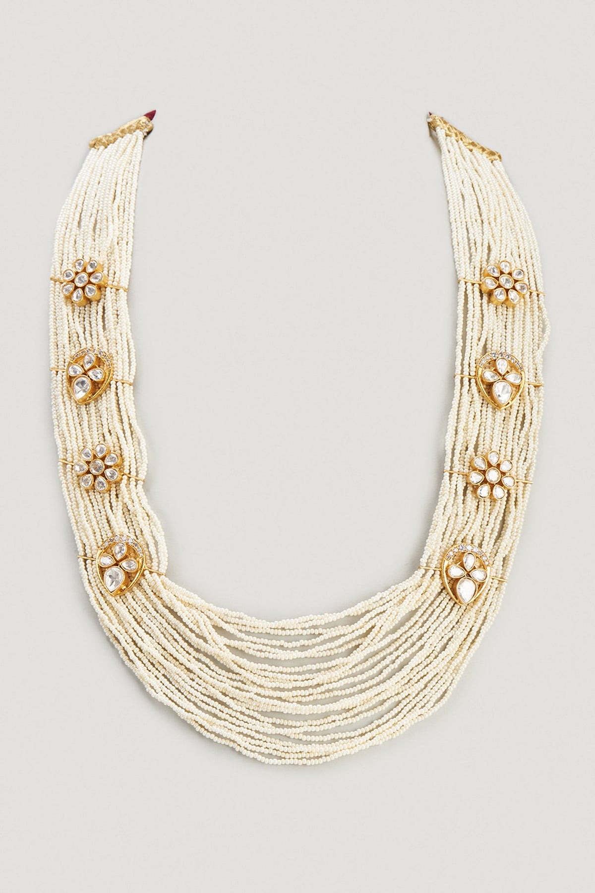 Gold Finish Kundan Polki & Pearl Mala