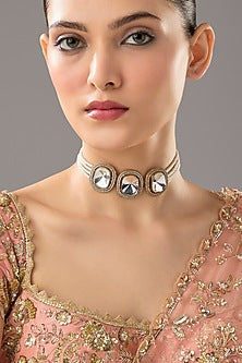 Gold Finish Kundan Polki Choker Necklace