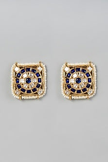 Gold finish Blue Stone Earrings