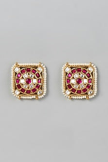 Gold finish Red Stone Earrings