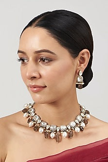 Two Tone Finish Kundan Polki Necklace Set