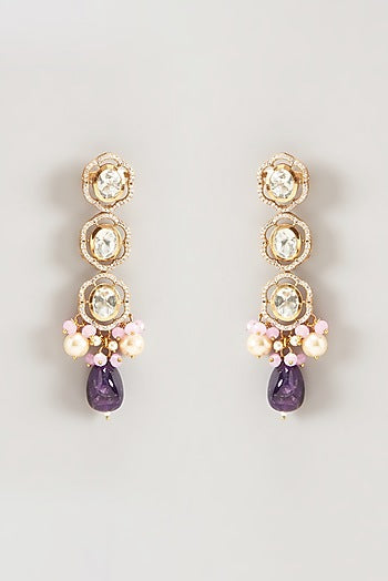 Gold Finish Kundan Polki & Pearl Necklace Set