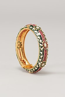 Gold Finish Multi-Colored Stone Enameled Bangles (Set of 2)