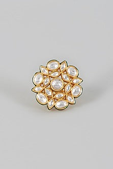 Gold Finish Kundan Polki Ring