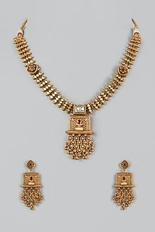 Gold Finish Temple Necklace Set