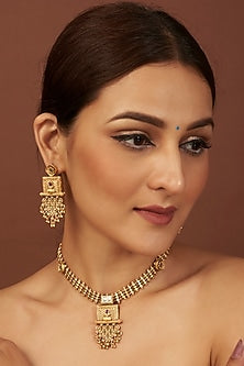 Gold Finish Temple Necklace Set
