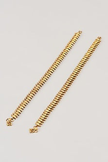 Gold Finish Temple Anklets (Set of 2)