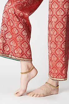 Gold Finish Temple Anklets (Set of 2)