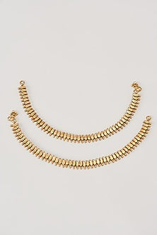 Gold Finish Temple Anklets (Set of 2)
