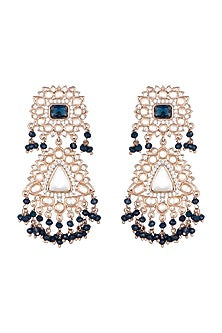 Rose Gold Finish Faux Kundan Polki Earrings
