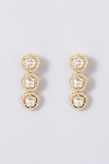 Gold Finish Kundan Polki & Zircon Necklace Set