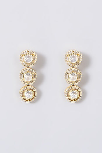 Gold Finish Kundan Polki & Zircon Necklace Set