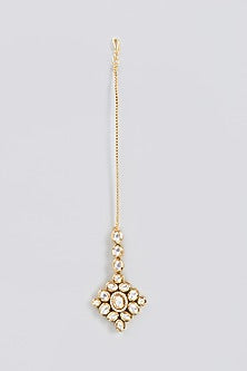 Gold Finish Kundan Polki Maang Tikka