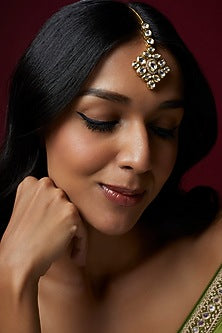 Gold Finish Kundan Polki Maang Tikka
