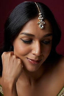 Gold Finish Kundan Polki Maang Tikka