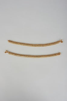 Gold Finish Anklets (Set Of 2)