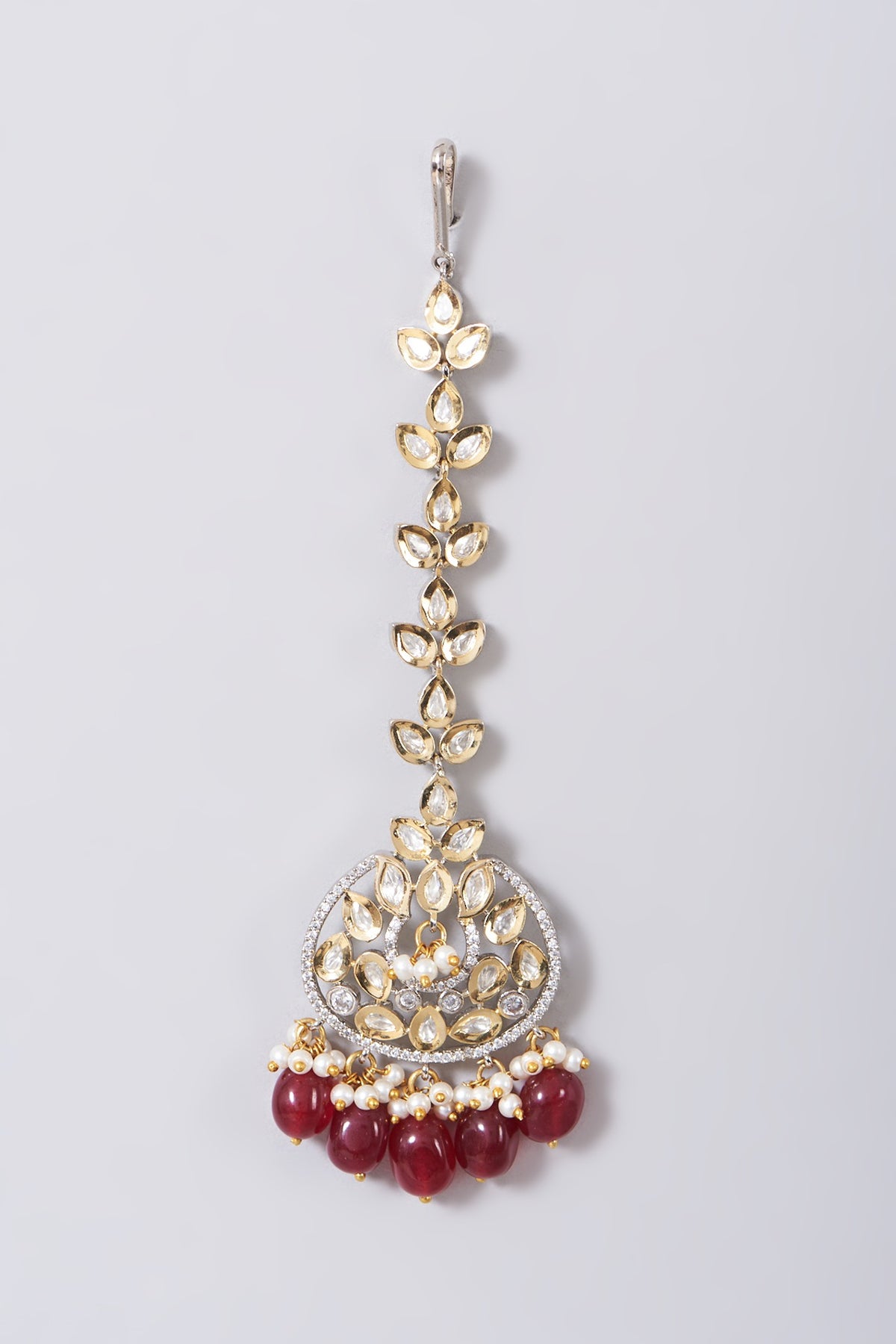 Two Tone Finish Kundan Polki & Red Beaded Choker Necklace Set
