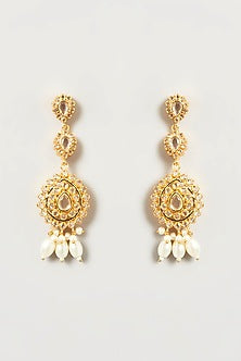 Gold Finish Pachi Kundan Polki Necklace Set