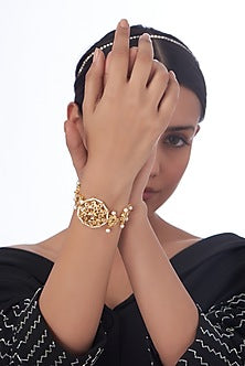 Gold Finish Kundan Polki Bracelets