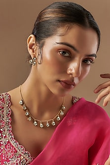 Gold Finish Kundan Polki Necklace Set