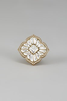 Gold Finish Kundan Polki Ring