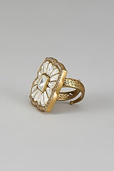 Gold Finish Kundan Polki Ring
