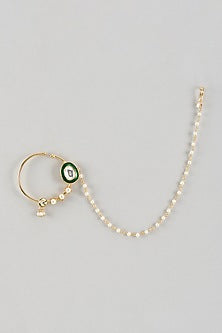 Gold Finish Kundan Polki Nose Ring