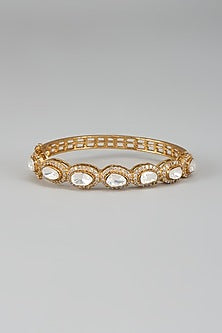Gold Finish Kundan Polki Bracelet