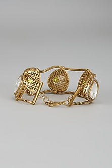 Gold Finish Kundan Polki Bracelet