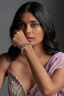 Gold Finish Kundan Polki Bracelet
