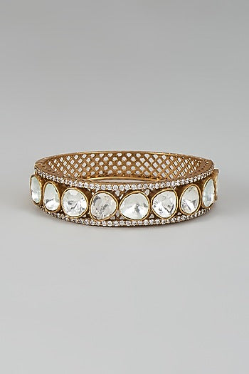 Gold Finish Kundan Polki Bracelet