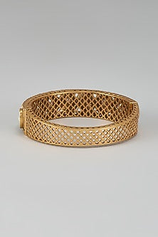 Gold Finish Kundan Polki Bracelet
