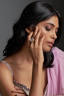 Gold Finish Kundan Polki Ring