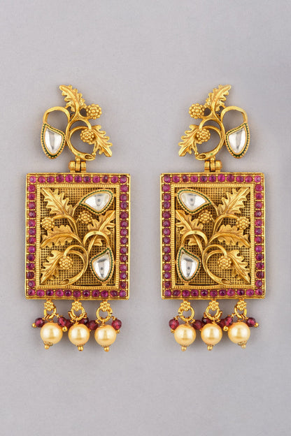 Gold Finish Antique Earrings