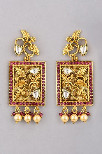 Gold Finish Antique Earrings