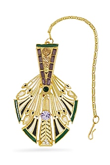 Gold Plated Swarovski Crystals Feather Maang Tikka