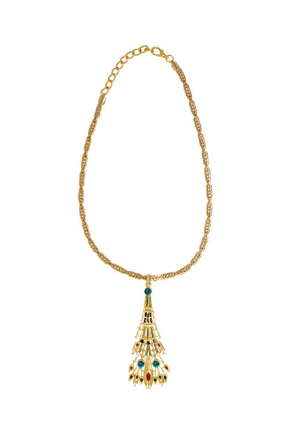 Gold Plated Egyptian Pendant Necklace With Swarovski Crystals