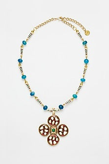 Two Tone Plated Glass Polki Pope Necklace
