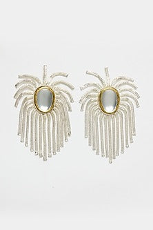 Two Tone Plated Glass Polki Firework Earrings