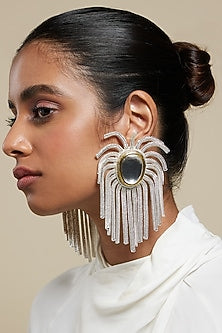 Two Tone Plated Glass Polki Firework Earrings