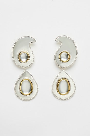 Two Tone Plated Glass Polki Paisley Ear Cuffs