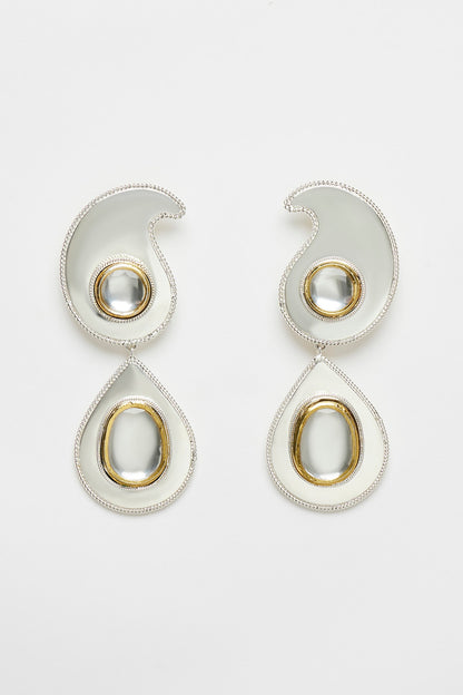 Two Tone Plated Glass Polki Paisley Ear Cuffs
