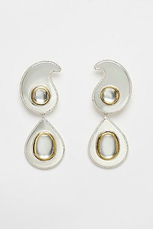 Two Tone Plated Glass Polki Paisley Ear Cuffs