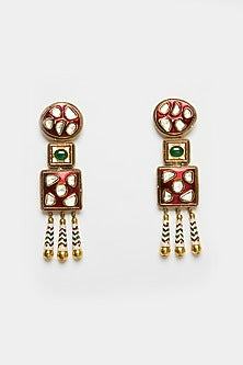 Two Tone Plated Glass Polki Mosaic Earrings