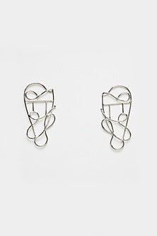 Silver Plated Metal Twisted Earrings